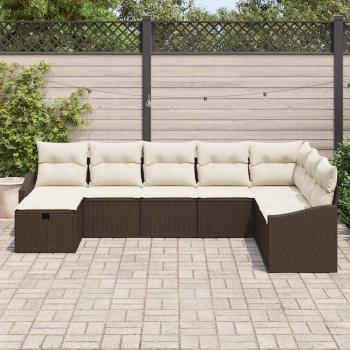 8-teiliges Garten-Sofa-Set mit Kissen Braunes Poly-Rattan