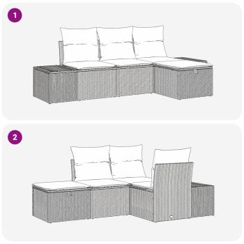 4-teiliges Garten Sofa Set mit Kissen hellgraues Poly Rattan