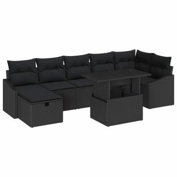 Gartensofa-set 8 stk. Schwarz Poly-Rattan