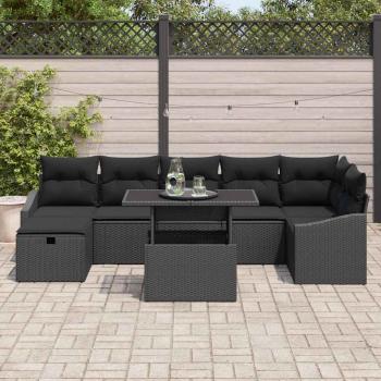Gartensofa-set 8 stk. Schwarz Poly-Rattan