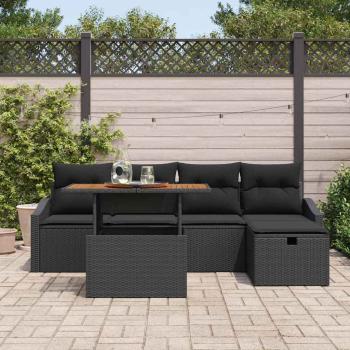 Garten-Sofa-Set 6 stk. Schwarz Poly-Rattan