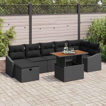 ARDEBO.de - Garten-Sofa-Set 8 Stk. Schwarz Poly-Rattan