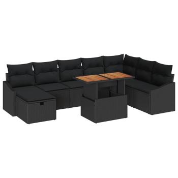 Garten-Sofa-Set 9 stk. Schwarz Poly-Rattan