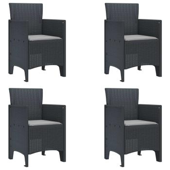 5-teiliges Garten Essset mit Kissen Anthrazit Poly Rattan
