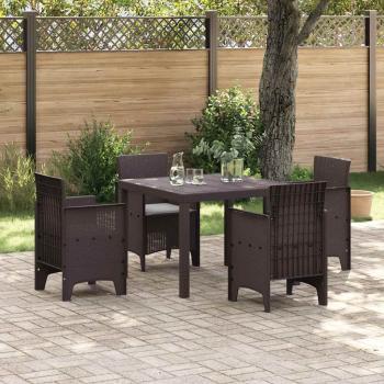 ARDEBO.de - 5-teiliges Garten-Dining-Set mit Kissen Braun Poly Rattan