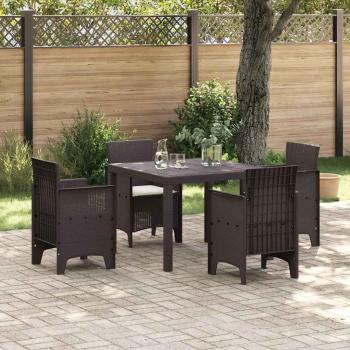 ARDEBO.de - 5-teiliges Garten Esstisch Set mit Kissen Brauner Poly Rattan