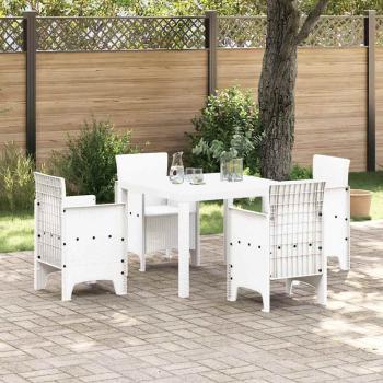 ARDEBO.de - 5-teiliges Garten-Essgruppen Set Weiß Poly-Rattan