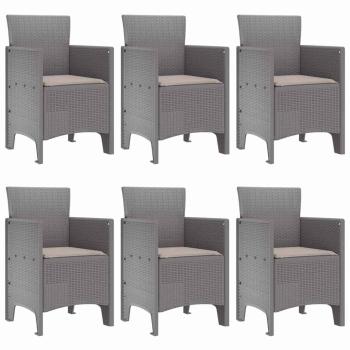 7-teilige Garten-Essgruppe mit Kissen Lichtgrau Poly Rattan