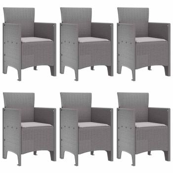 7-teiliges Garten Essbereich mit Kissen Hellgrau Poly Rattan