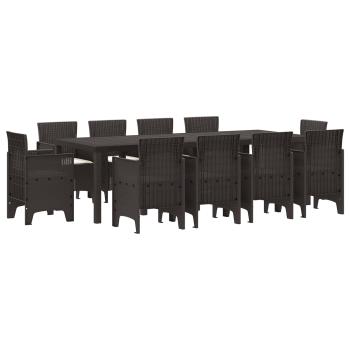 ARDEBO.de - 11-teiliges Garten-Essgruppe mit Kissen Braun Poly-Rattan