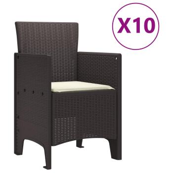 11-teiliges Garten-Essgruppe mit Kissen Braun Poly-Rattan
