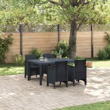 ARDEBO.de - 5-teilige Garten Essgarnitur Anthrazit Poly Rattan