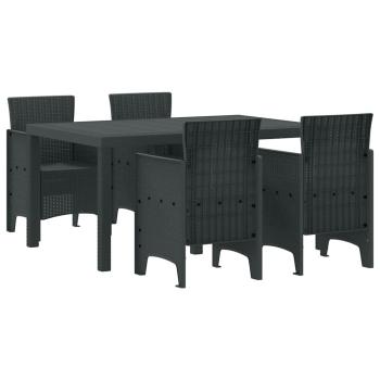 5-teilige Garten Essgarnitur Anthrazit Poly Rattan