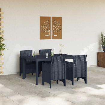 5-teilige Garten Essgarnitur Anthrazit Poly Rattan
