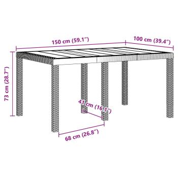 Garten Essgruppe 5 stk. Anthrazit Polt Rattan