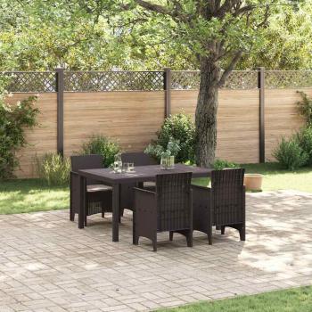 ARDEBO.de - 5-teilige Garten Essgruppe mit Kissen Braun Poly-Rattan