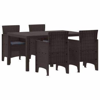 ARDEBO.de - 5-teiliges Garten Essen Set mit Kissen Braun Poly Rattan