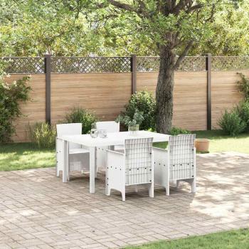 ARDEBO.de - 5-teiliges Garten Essset Weiß Poly-Rattan