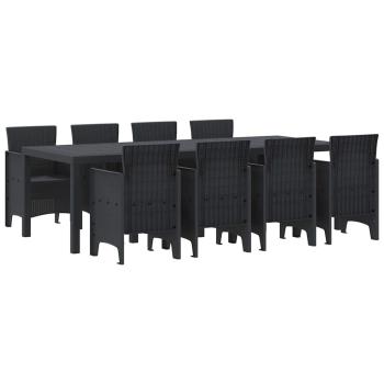9-teiliges Garten Essset Anthrazit Poly-Rattan