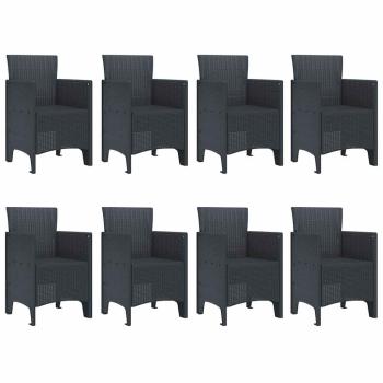 9-teiliges Garten Essset Anthrazit Poly-Rattan