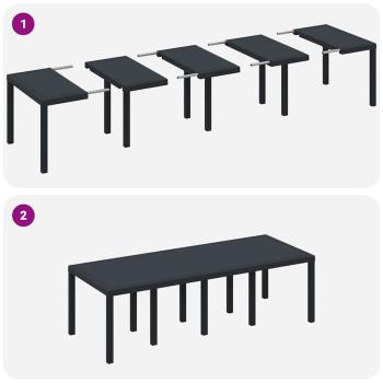 9-teiliges Garten Essset Anthrazit Poly-Rattan