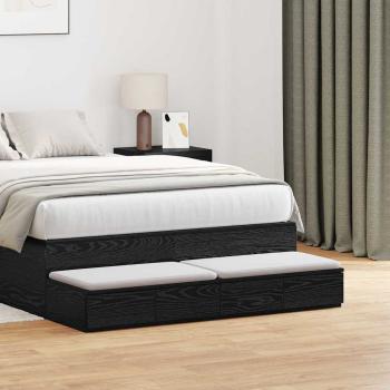 ARDEBO.de - Bett Schubladen Schwarz 120x36,5x16,5 cm Holzwerkstoff