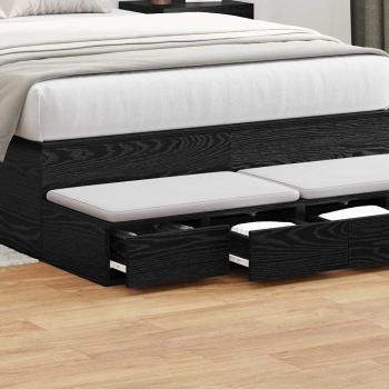Bett Schubladen Schwarz 120x36,5x16,5 cm Holzwerkstoff