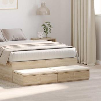 ARDEBO.de - Bett Schubladen Sonoma Eiche 120x36.5x16.5 cm Holzwerkstoff