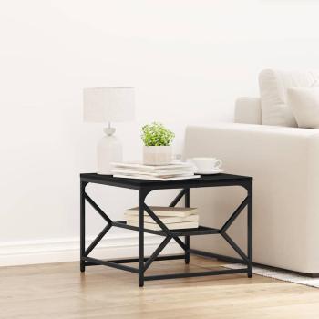 ARDEBO.de - Schwarzer Eichen Couchtisch mit Regal, 51x50x40 cm, aus Holzwerkstoff