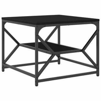 Schwarzer Eichen Couchtisch mit Regal, 51x50x40 cm, aus Holzwerkstoff