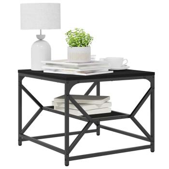 Schwarzer Eichen Couchtisch mit Regal, 51x50x40 cm, aus Holzwerkstoff