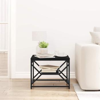 Schwarzer Eichen Couchtisch mit Regal, 51x50x40 cm, aus Holzwerkstoff