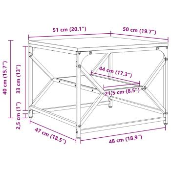 Couchtisch mit Regal in Sonoma-Eiche ? 51x50x40 cm ? Holzwerkstoff