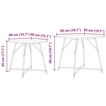 Beistelltisch 2er Set aus Massivholz Eiche mit Holzwerkstoff und Metall