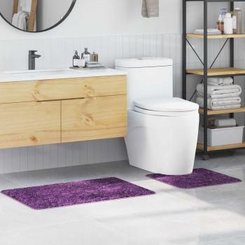 ARDEBO.de - 2-teiliges Badematten-Set Lila Polypropylen Rutschfest