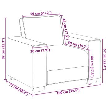 Sofa Stuhl in Taupe - 59 cm Stoff