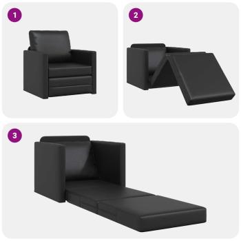Futon Sofa Bett 2-in-1 Schwarz 74x77x81 cm Kunstleder