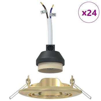 Eingebaute Spots 24 Stück Rund GU10 Gold Ø90 mm Stahl
