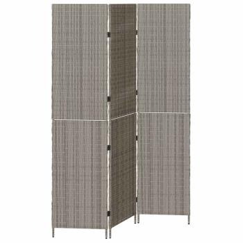 Raumteiler 3 Panels Faltbar Grau 147x180 cm Poly Rattan