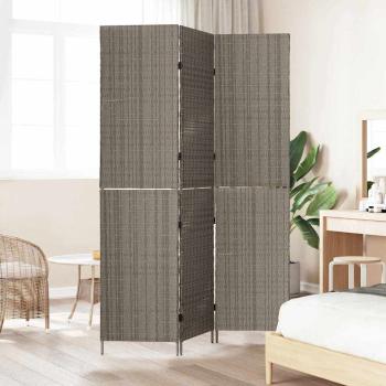Raumteiler 3 Panels Faltbar Grau 147x180 cm Poly Rattan