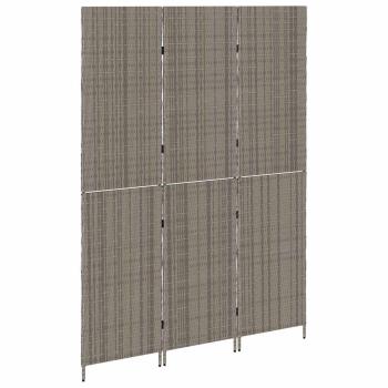 Raumteiler 3 Panels Faltbar Grau 147x180 cm Poly Rattan