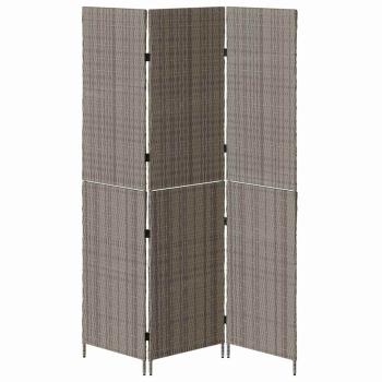Raumteiler 3 Panels Faltbar Grau 147x180 cm Poly Rattan