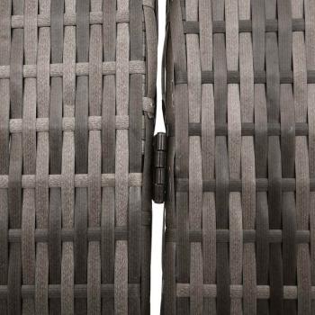 Raumteiler 3 Panels Faltbar Grau 147x180 cm Poly Rattan