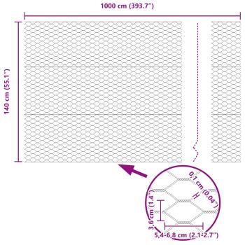 Sechseckzaun Grün 1.4x10 m Stahl