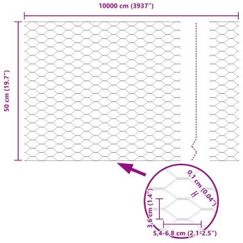 Hexagonzaun Grau 0,5x100 m Stahl