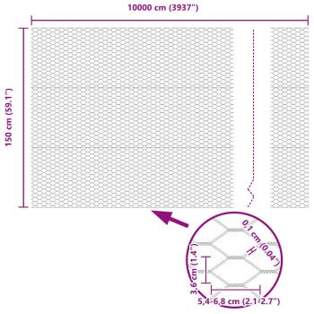 Hexagonzaun Grau 1,5x100 m Stahl