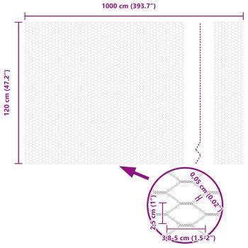 Sechseckzaun 1.2x10 m verzinkter Stahl