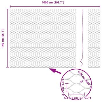 Sechseckzaun 1,4x10 m feuerverzinkter Stahl