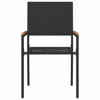 Stapelbare Gartenstühle mit Kissen - 2-Teiliges Set in Schwarz Poly Rattan