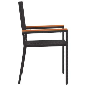 Stapelbare Gartenstühle mit Kissen - 2-Teiliges Set in Schwarz Poly Rattan